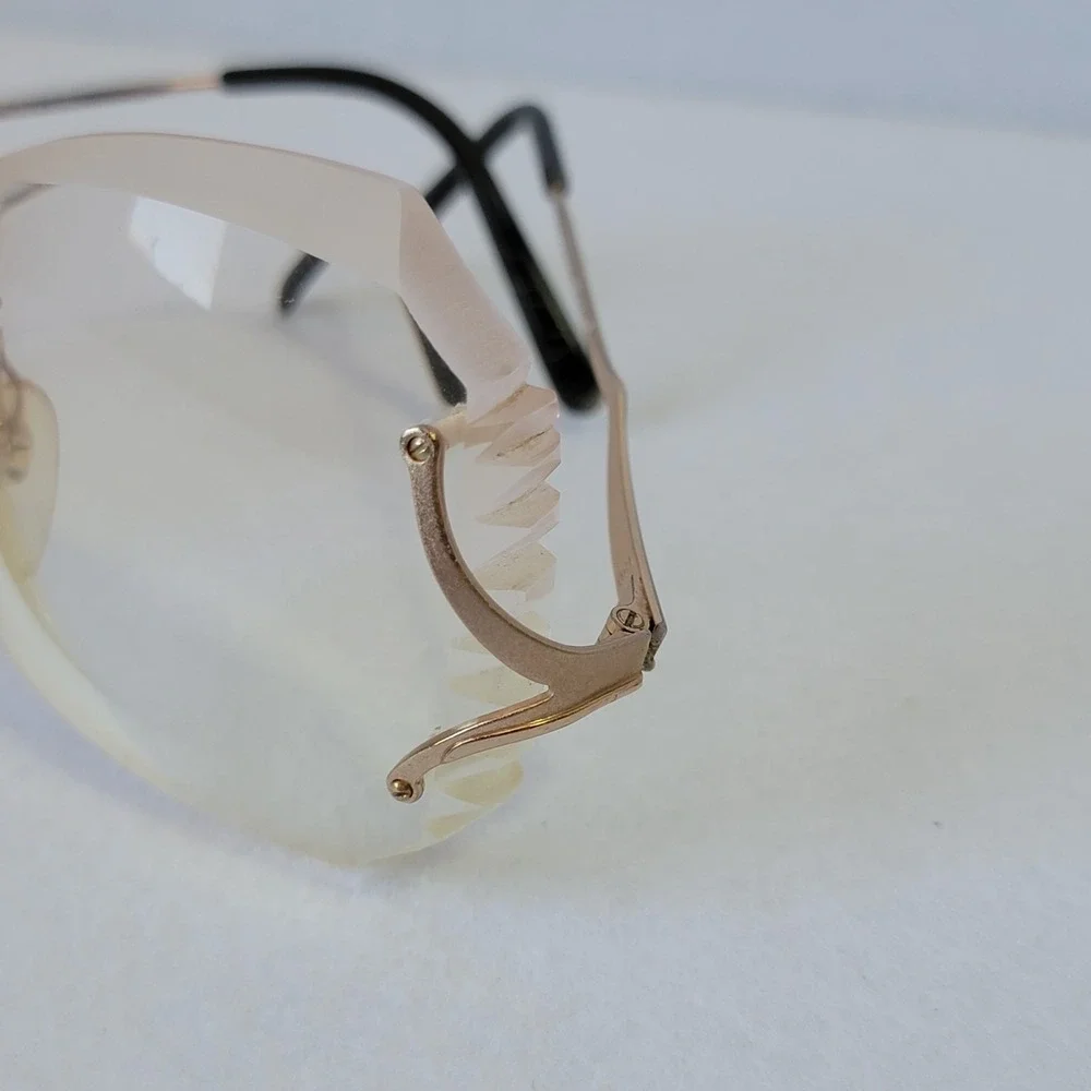 VTG Marcolin Italy Faceted Rimless Clear Glasses 80s Luxury Butterfly Beveled